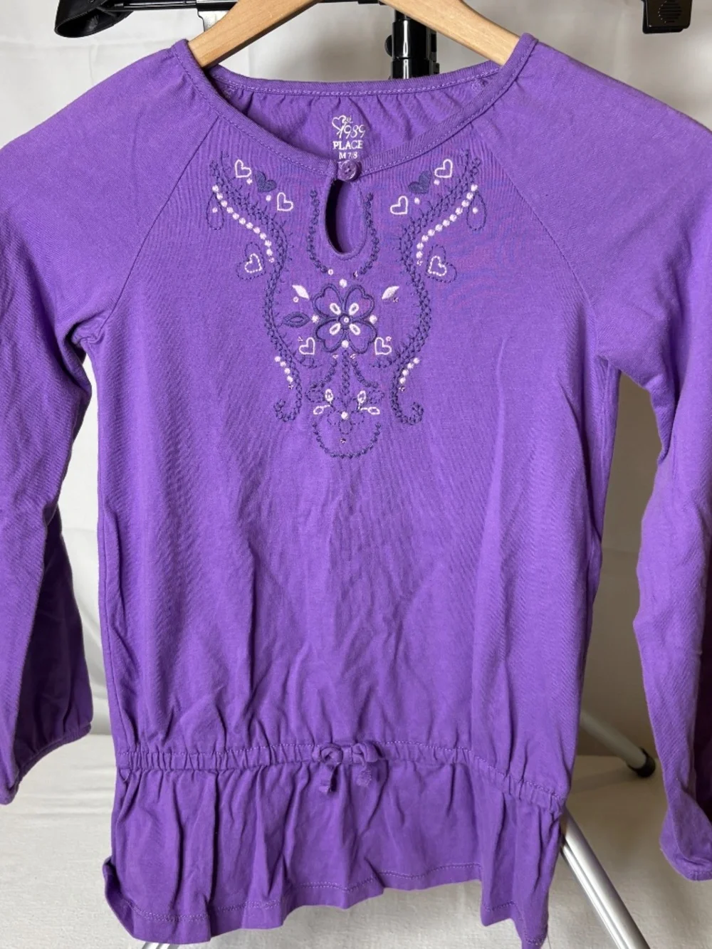 Justice Girls Purple Lace/Sequins Babydoll Sparkly Top Size 10 Y2K